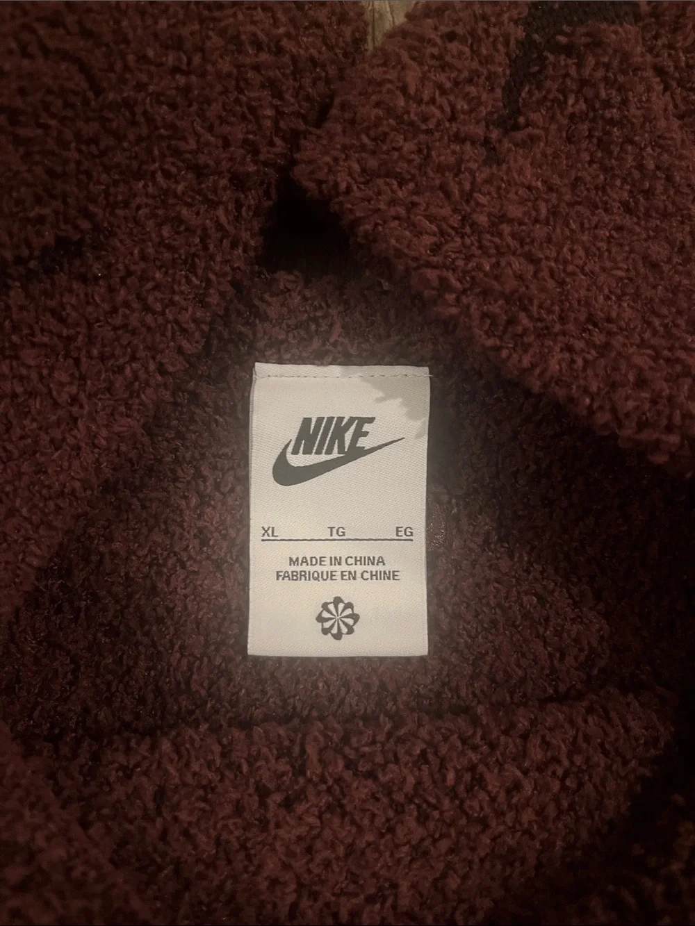 Nike Deep Brown Sherpa Crop Workout Pullover Top